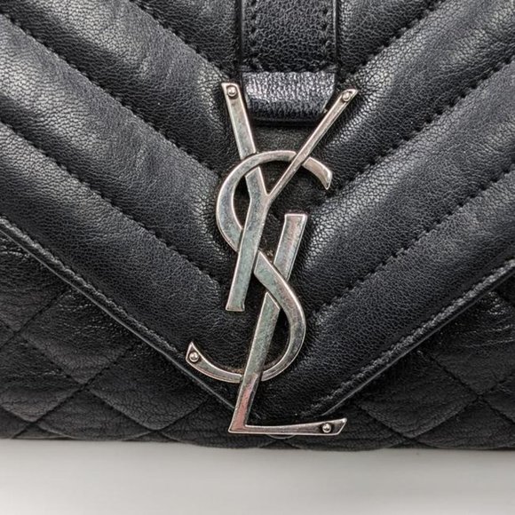 SOLD Saint Laurent Medium College Tri Quilt Black Bag - Picture 7 of 9